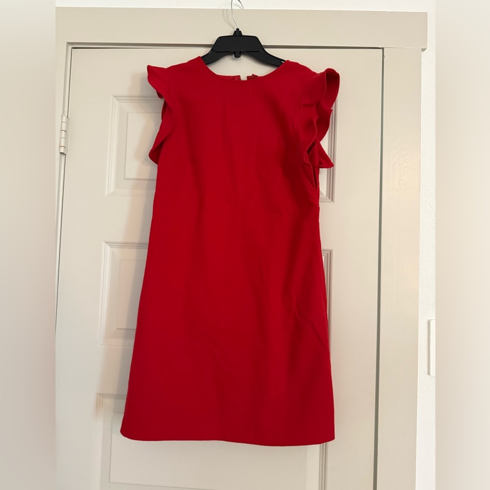 Vineyard Vines Red Ruffled Sheath Dress for Wedding Guest